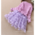 Filles robe chandails violet tricoté tulle robes enfants jupes d&#39;alibaba et chandails pour bébé filles guangzhou usine
